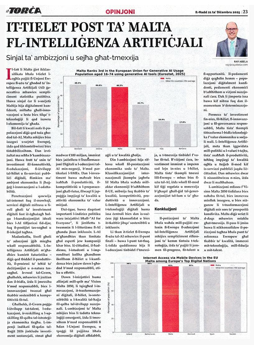 Ray Abela — article excerpt, it-Torċa, December 21, 2025
